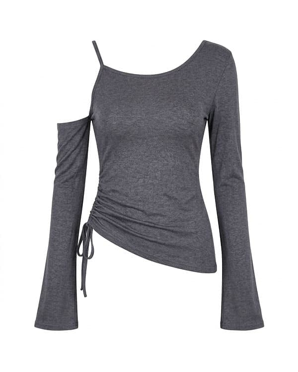 Asymmetric Cutout Gathered Top