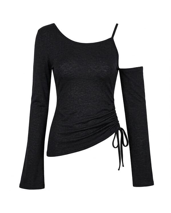 Asymmetric Cutout Gathered Top