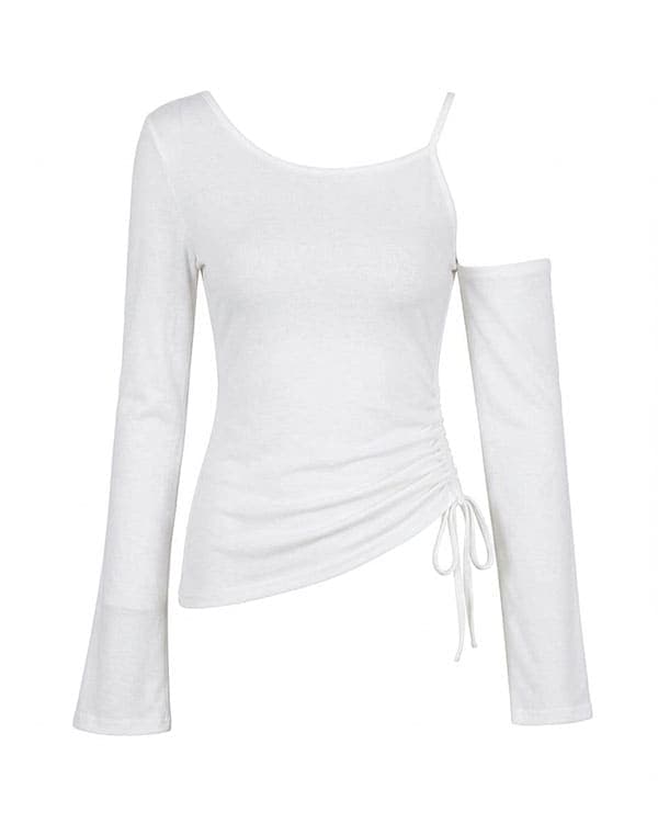 Asymmetric Cutout Gathered Top
