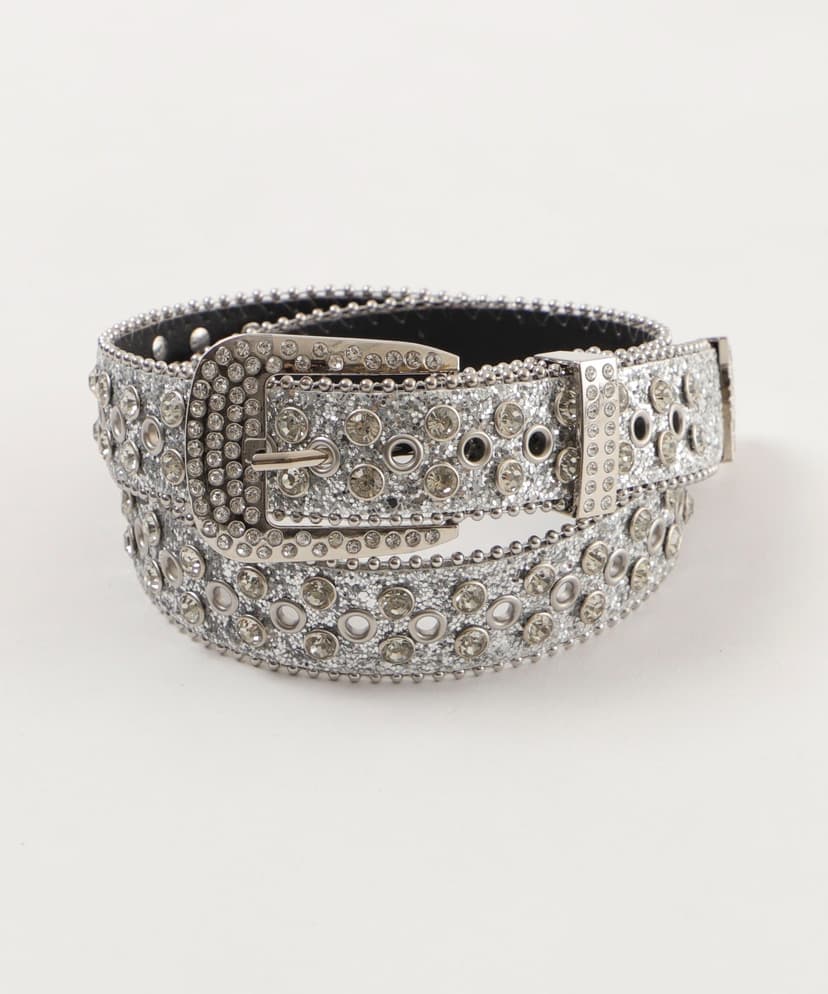 Rhinestone Buckle Glitter Stud Belt