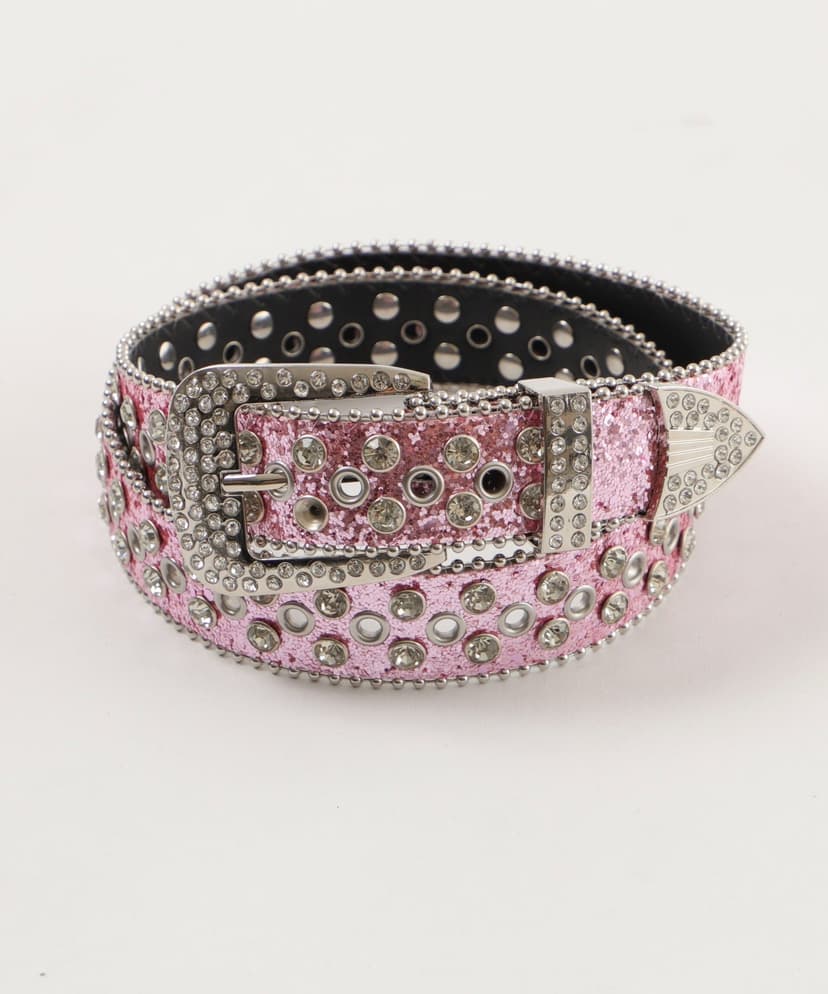 Rhinestone Buckle Glitter Stud Belt