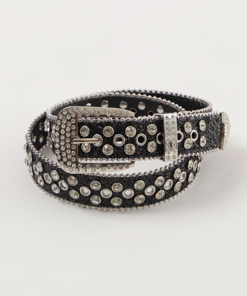 Rhinestone Buckle Glitter Stud Belt
