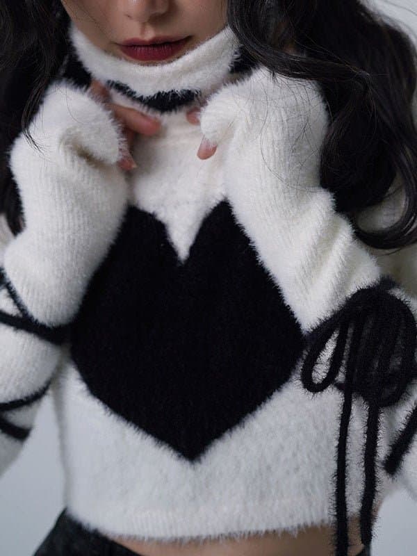 Y2K Knitted Turtleneck Top &amp; ArmWarmer - view 4