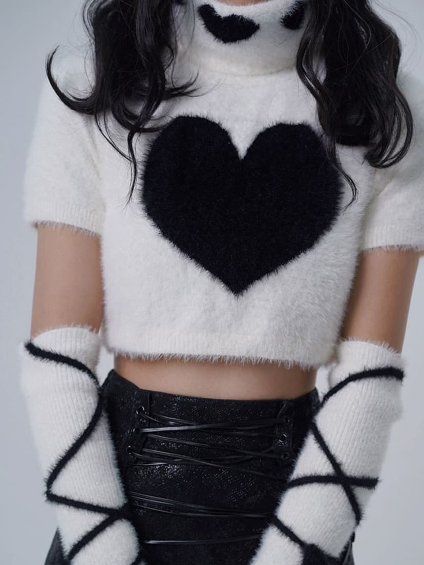 Y2K Knitted Turtleneck Top &amp; ArmWarmer - view 5