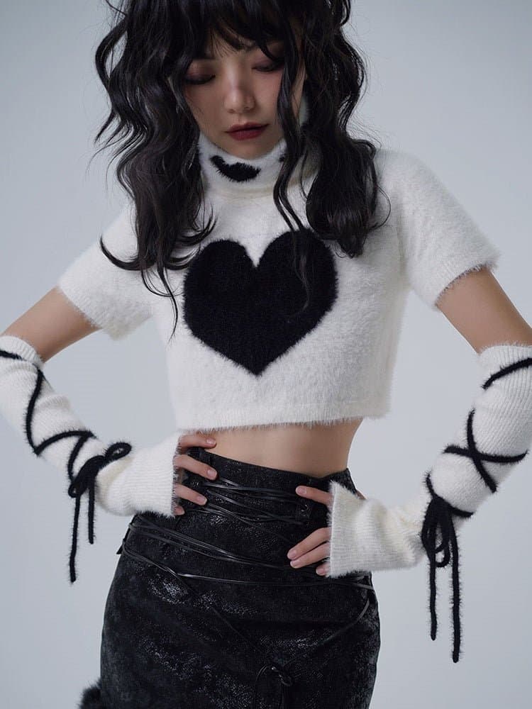 Y2K Knitted Turtleneck Top &amp; ArmWarmer - view 6