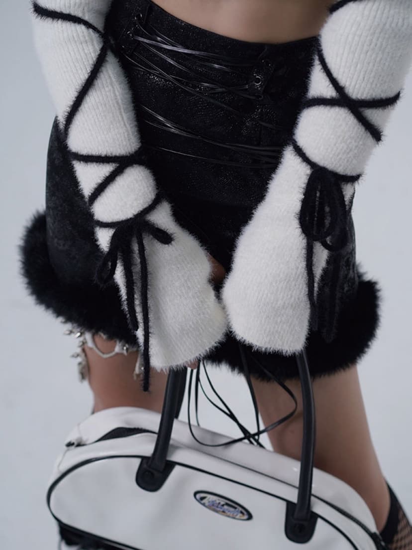 Y2K Knitted Turtleneck Top &amp; ArmWarmer - view 7