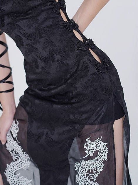 Chinese Style Slit Sexy Dress - view 5