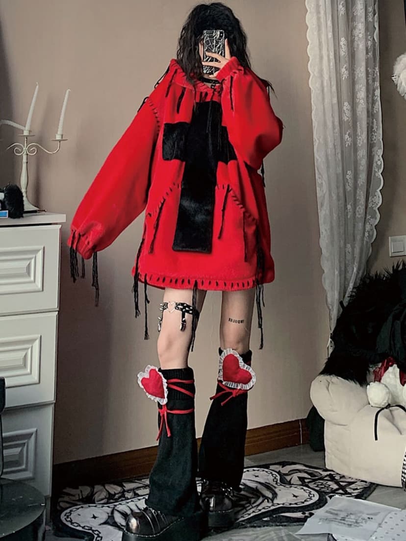 Imitation Fur Hooded Pullover - view 6
