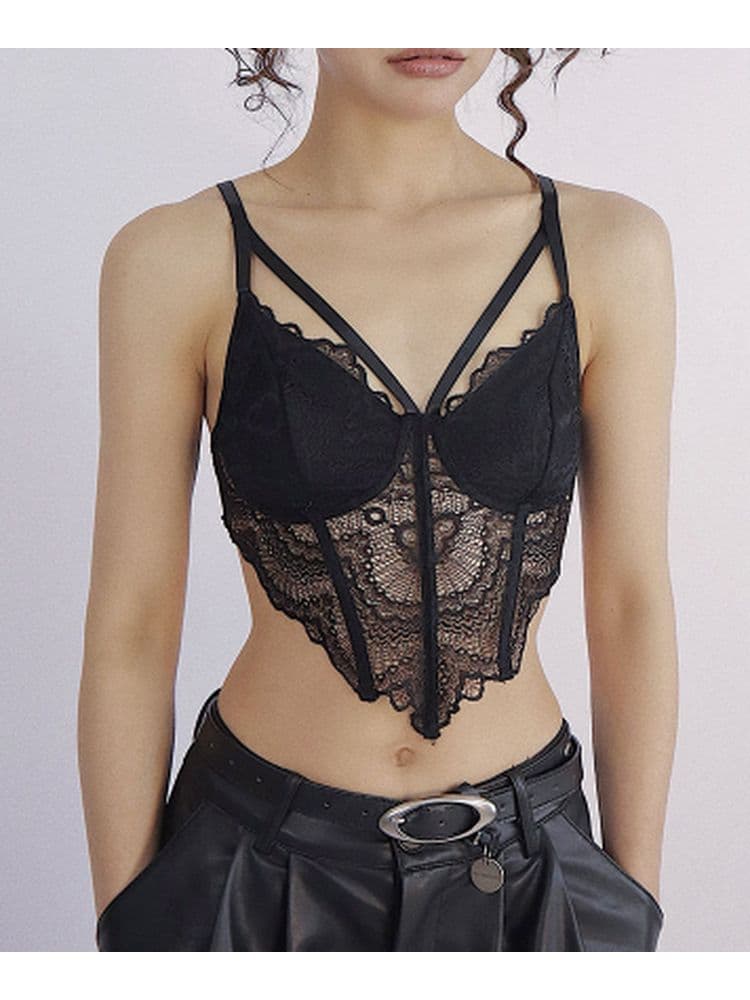 Black and white lace camisole - view 3