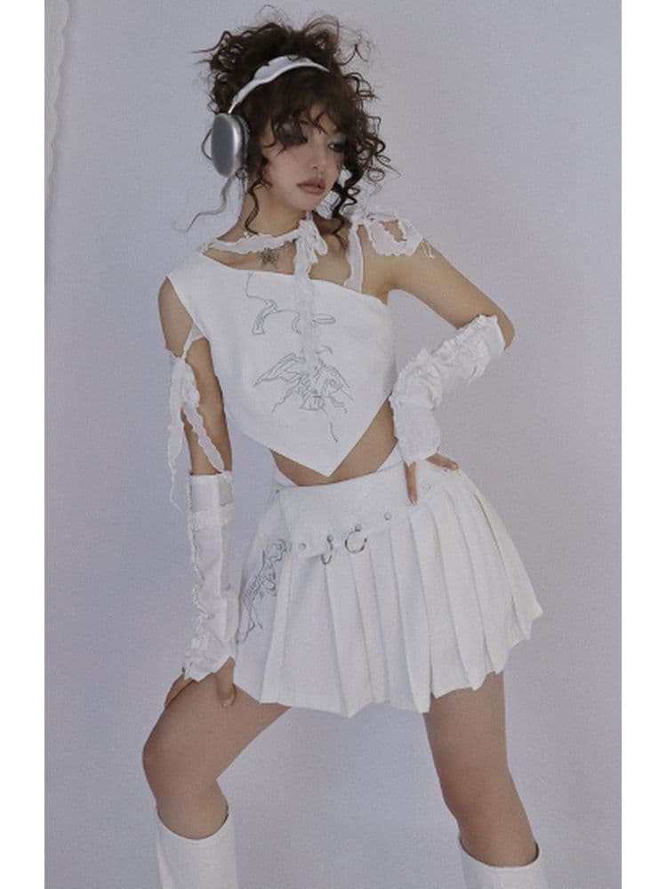 Butterfly Embroidery Pleated Skirt - view 4