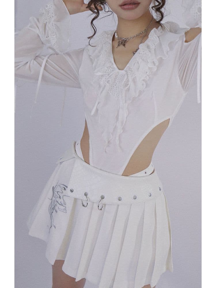 Butterfly Embroidery Pleated Skirt - view 8