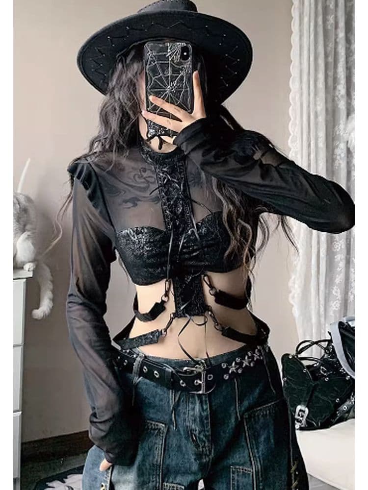 Sexy mesh short top - view 1