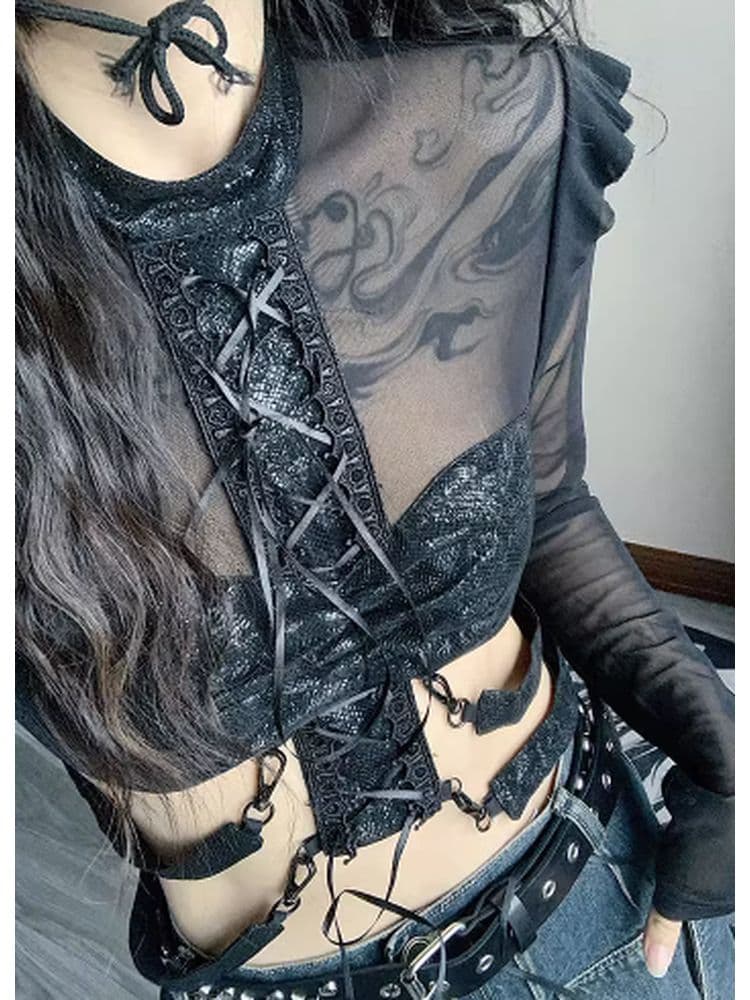 Sexy mesh short top - view 2