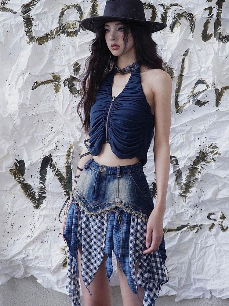 Halter neck pleated tops - view 2