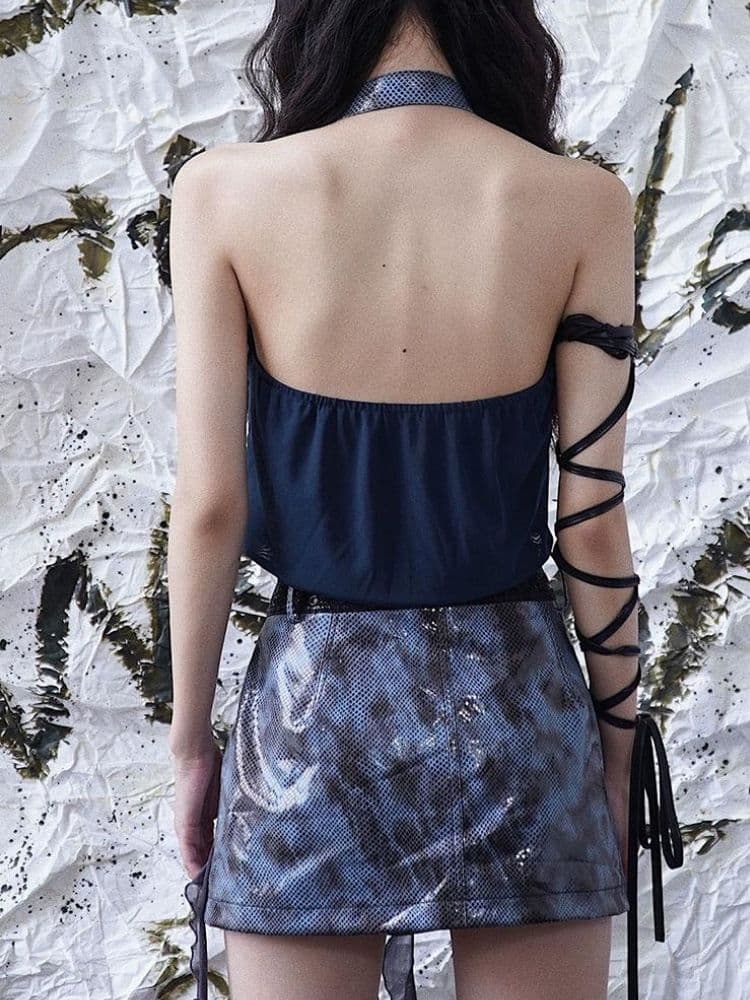 Halter neck pleated tops - view 6