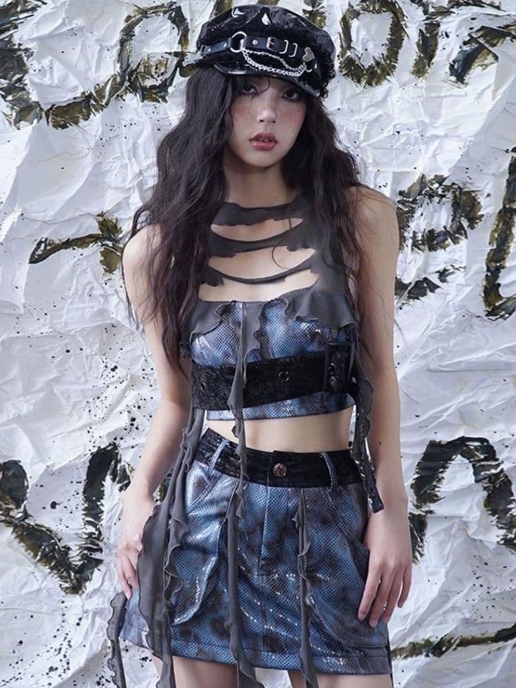 Original design hole leather vest - view 1