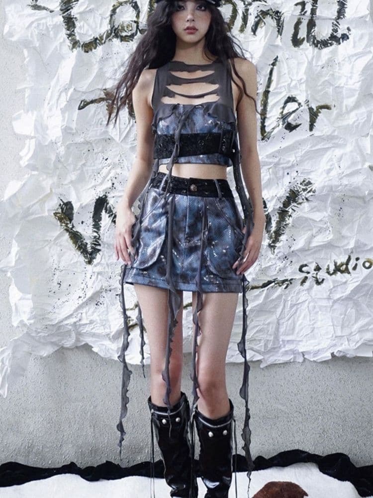 Original design hole leather vest - view 6