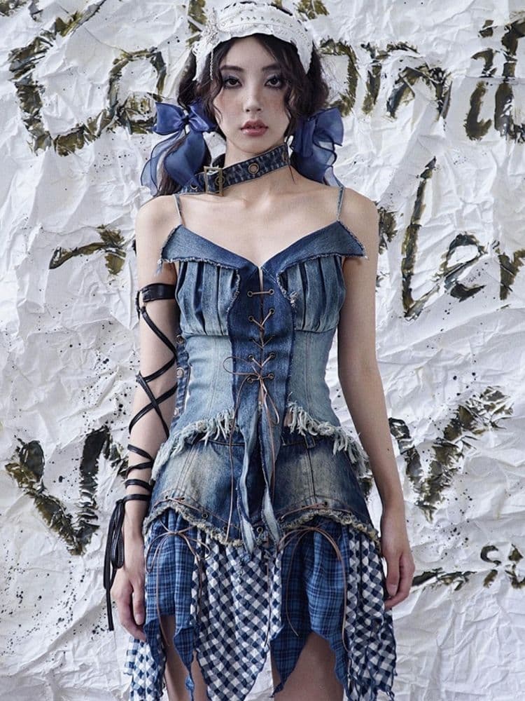 Suspenders sexy strap denim tube top - view 8