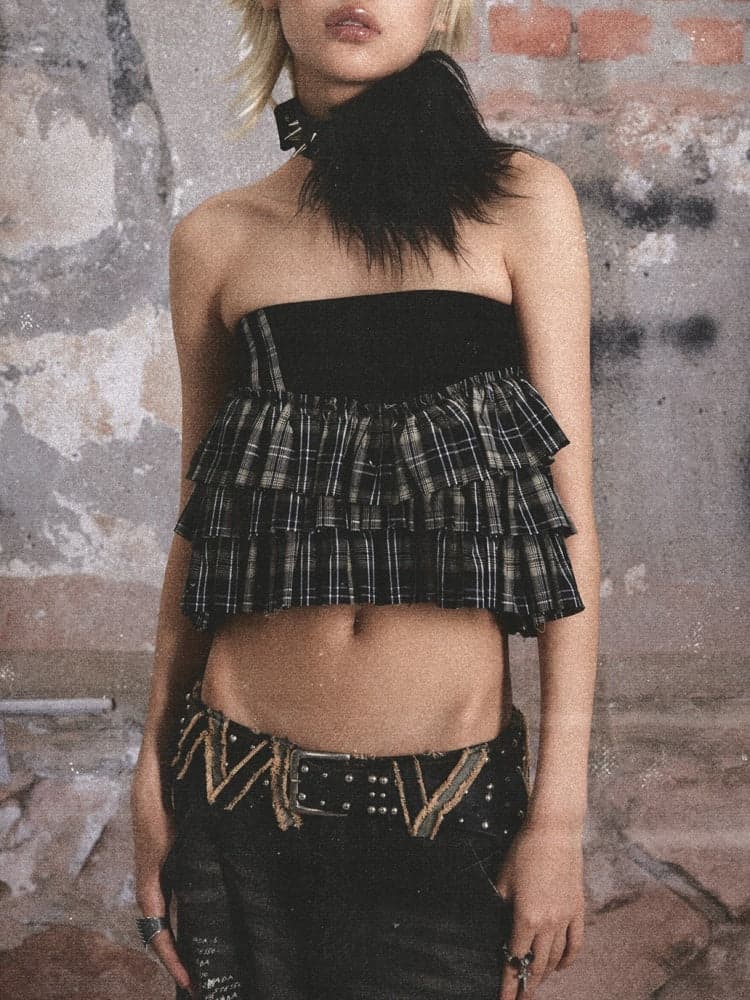 2way Plaid Cake Skirt / Tube Top [s0000003435] - view 2