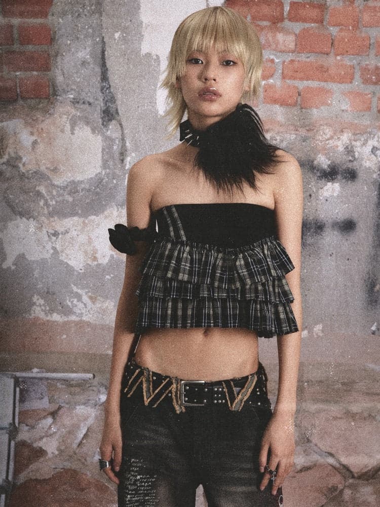 2way Plaid Cake Skirt / Tube Top [s0000003435] - view 7
