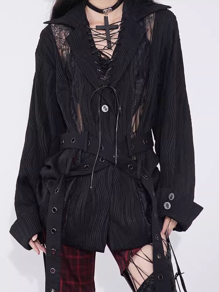 Niche Lace Patchwork Slouchy Multi-Wear Shirt - view 1