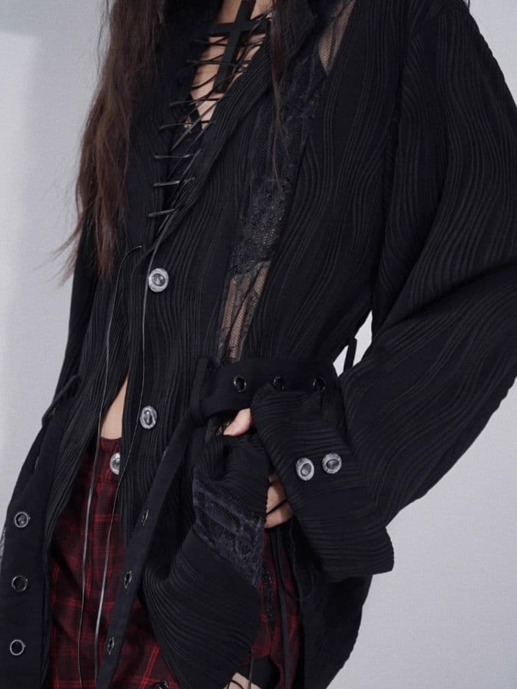 Niche Lace Patchwork Slouchy Multi-Wear Shirt - view 6