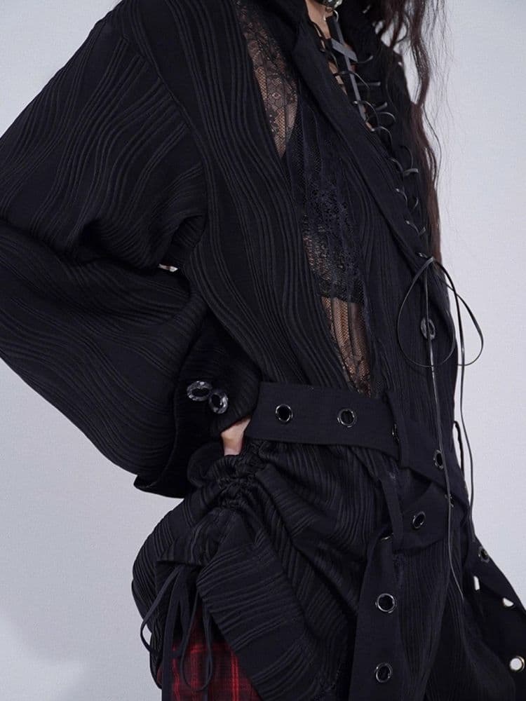 Niche Lace Patchwork Slouchy Multi-Wear Shirt - view 8