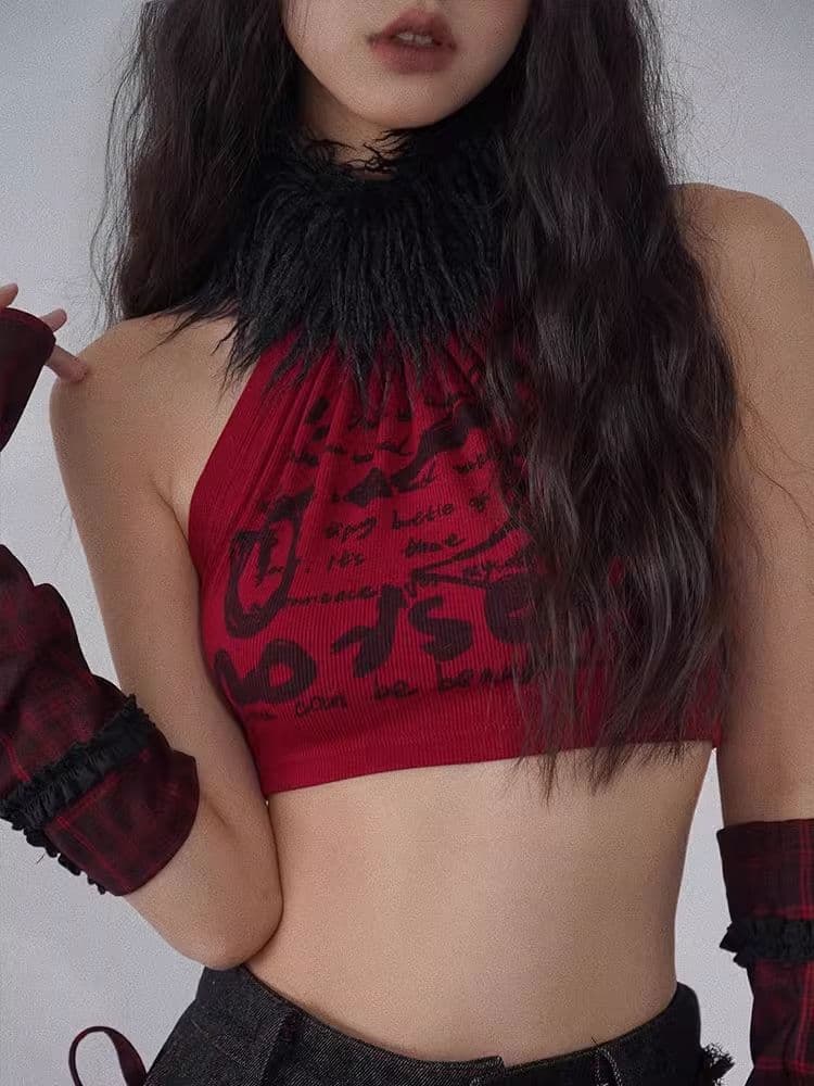Rock Hair Collar Detachable 2-Wear Vest Camisole - view 1
