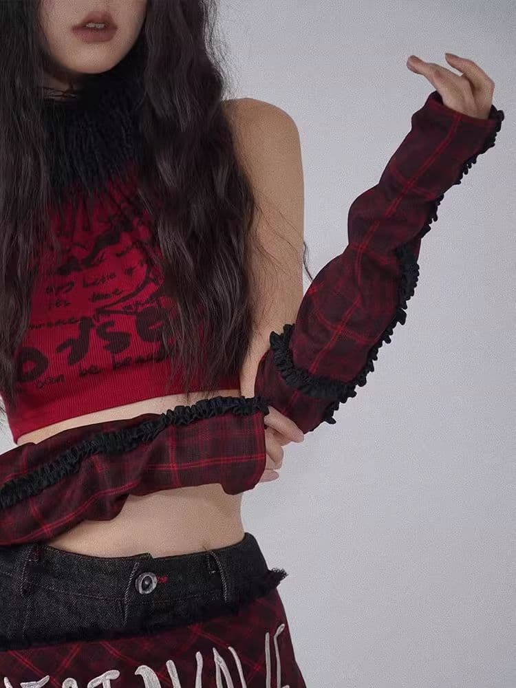 Red and Black Plaid Sleeve - view 2
