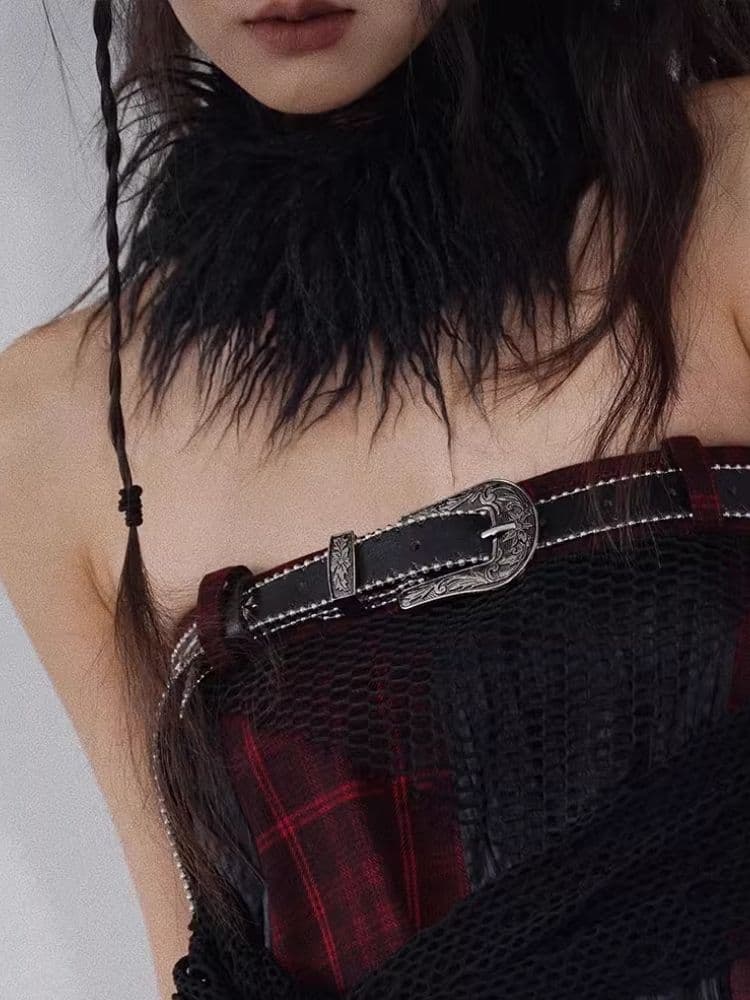 Black Faux Sheep Long Hair Scarf - view 2