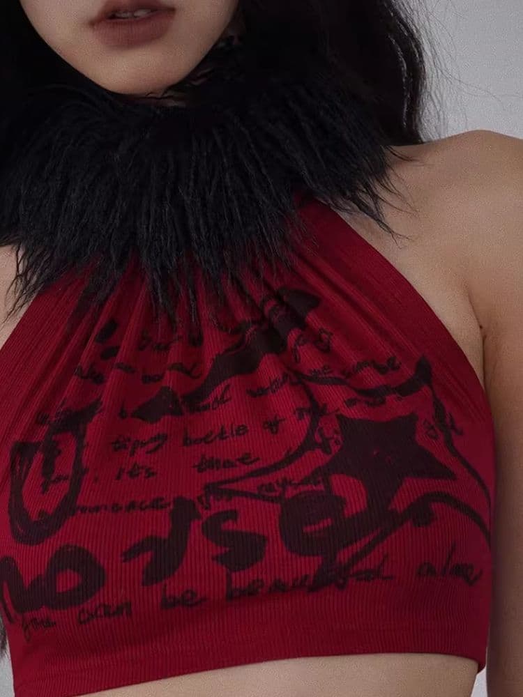Black Faux Sheep Long Hair Scarf - view 4