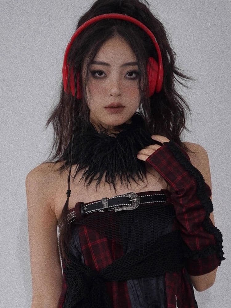 Black Faux Sheep Long Hair Scarf - view 6