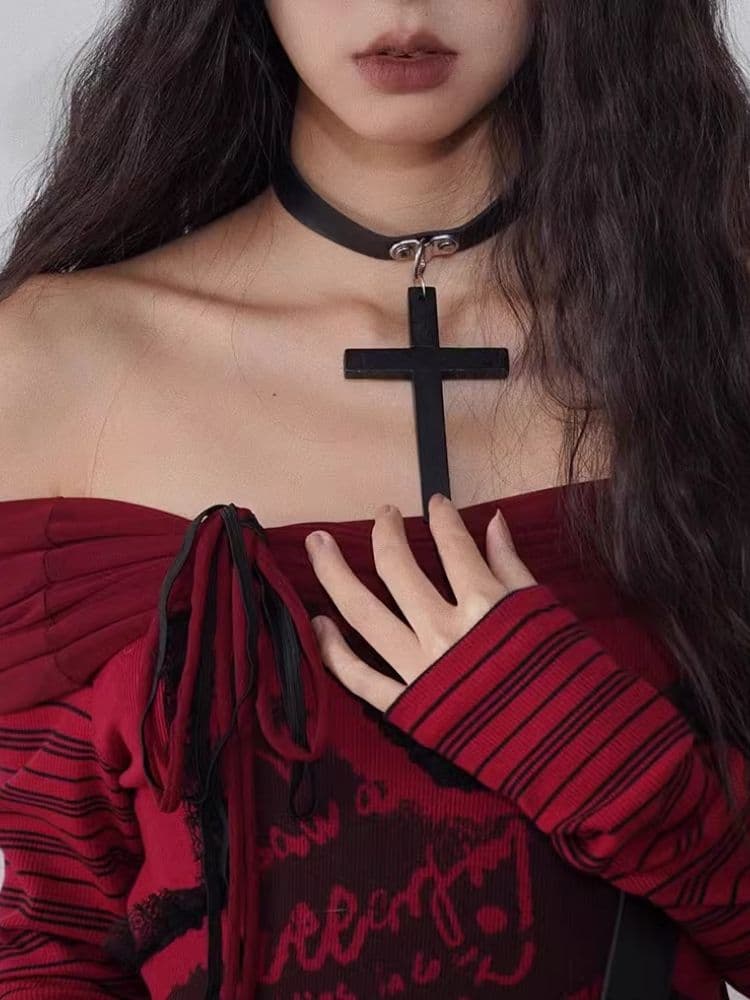 Punk Cross Necklace - view 1