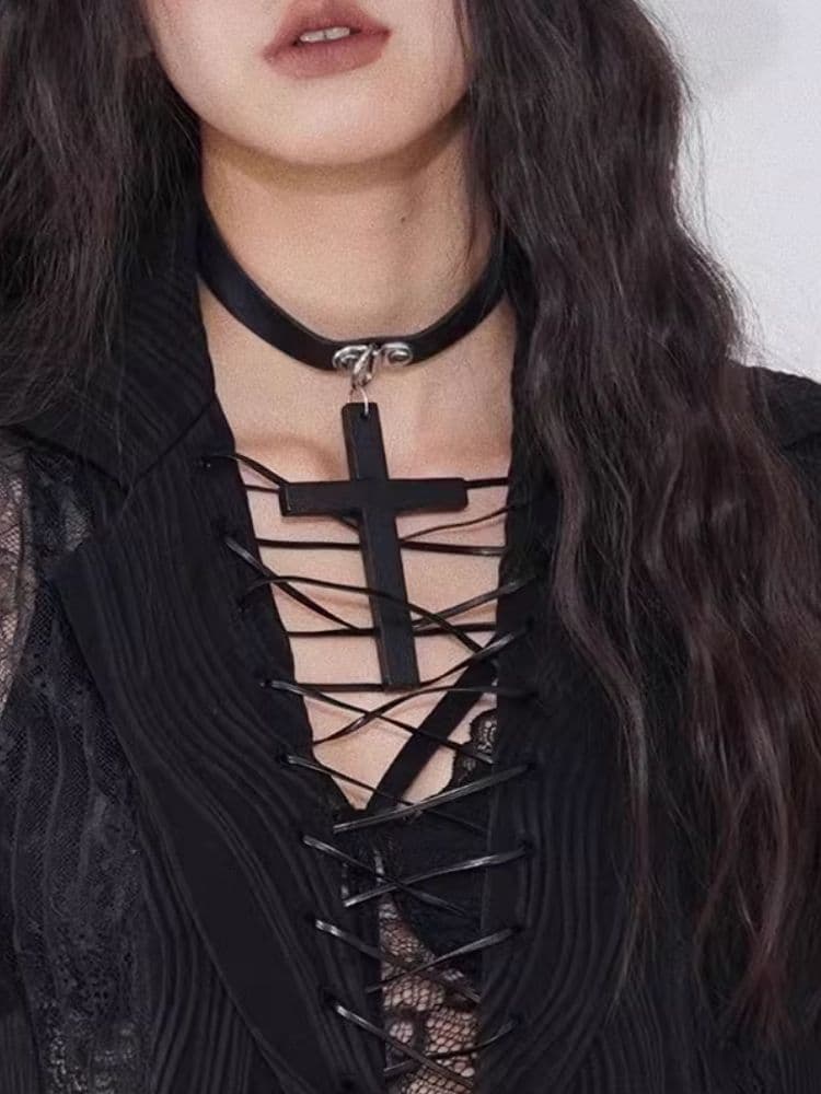 Punk Cross Necklace - view 7