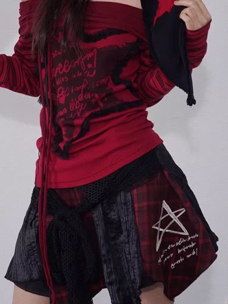 Irregular Plaid Half-body Skirt - view 4
