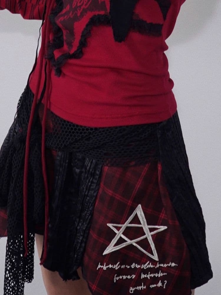 Irregular Plaid Half-body Skirt - view 7