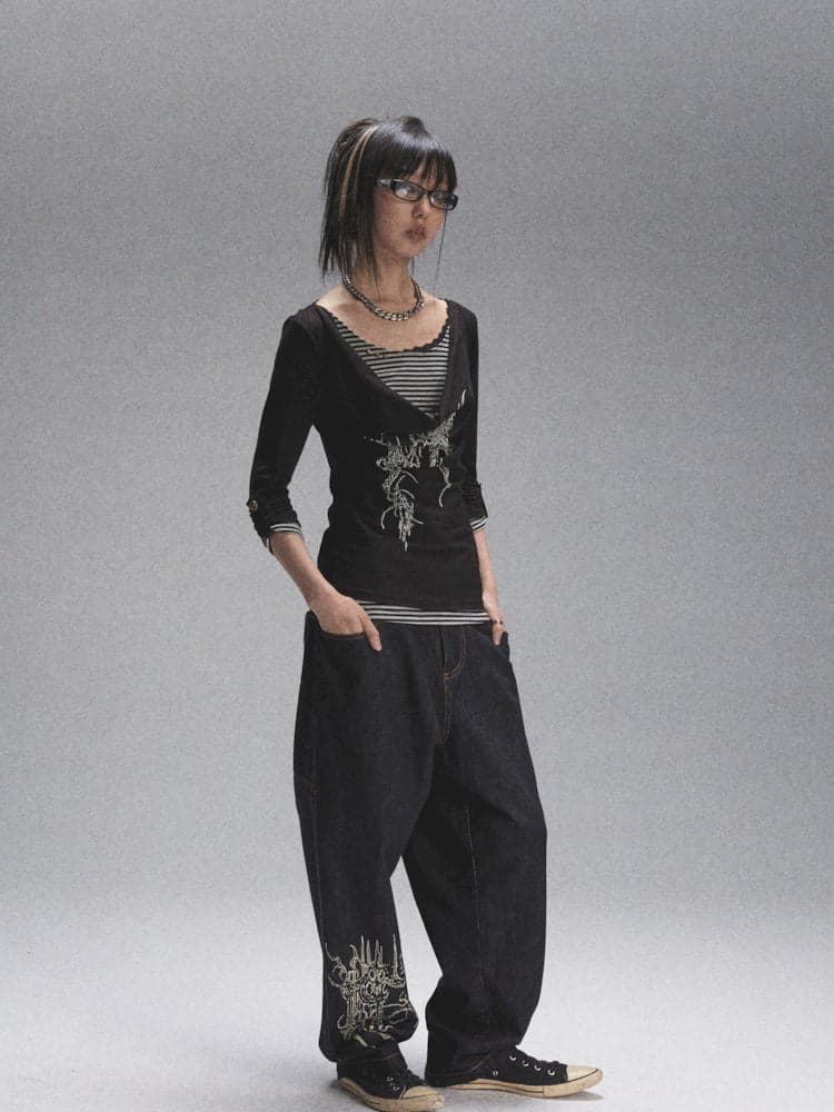 Loose Casual Original Color Printed Denim [s0000007904] - view 3