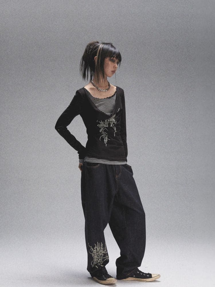 Loose Casual Original Color Printed Denim [s0000007904] - view 5