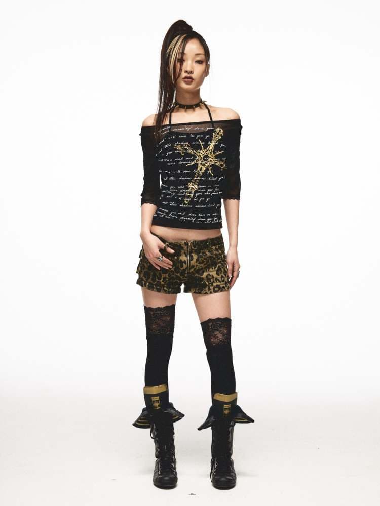 2way Leopard Pattern Low Rise Studs Flare Jeans [S0000009010] - view 8