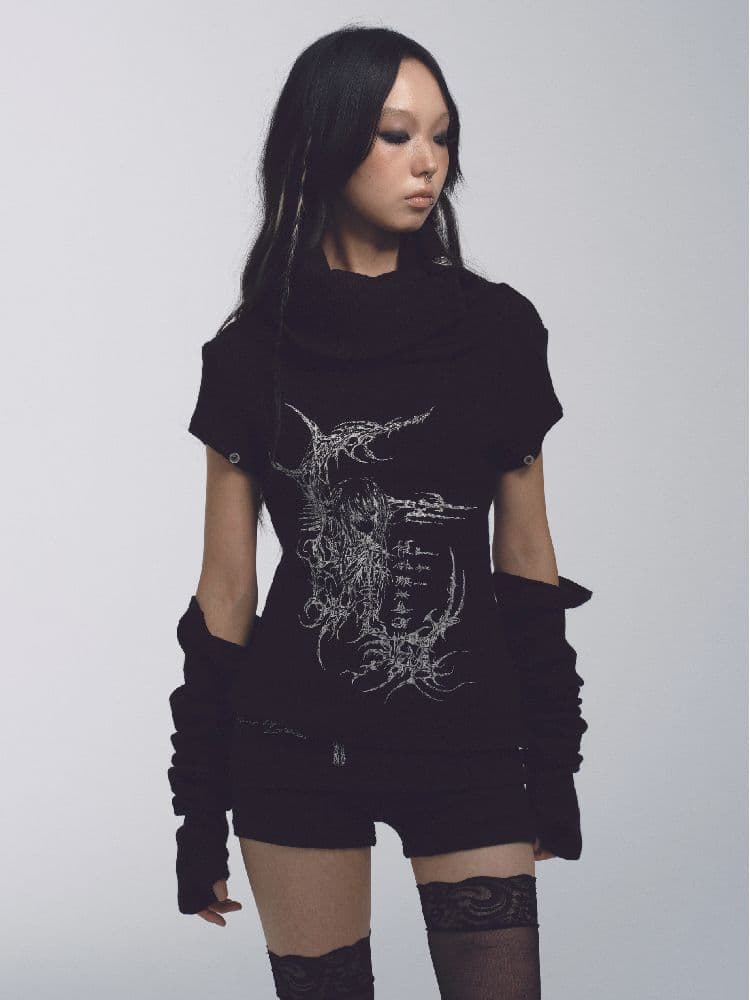 Stacked Collar Lapel Twist Knit Shorts Set [S0000010739] - view 1