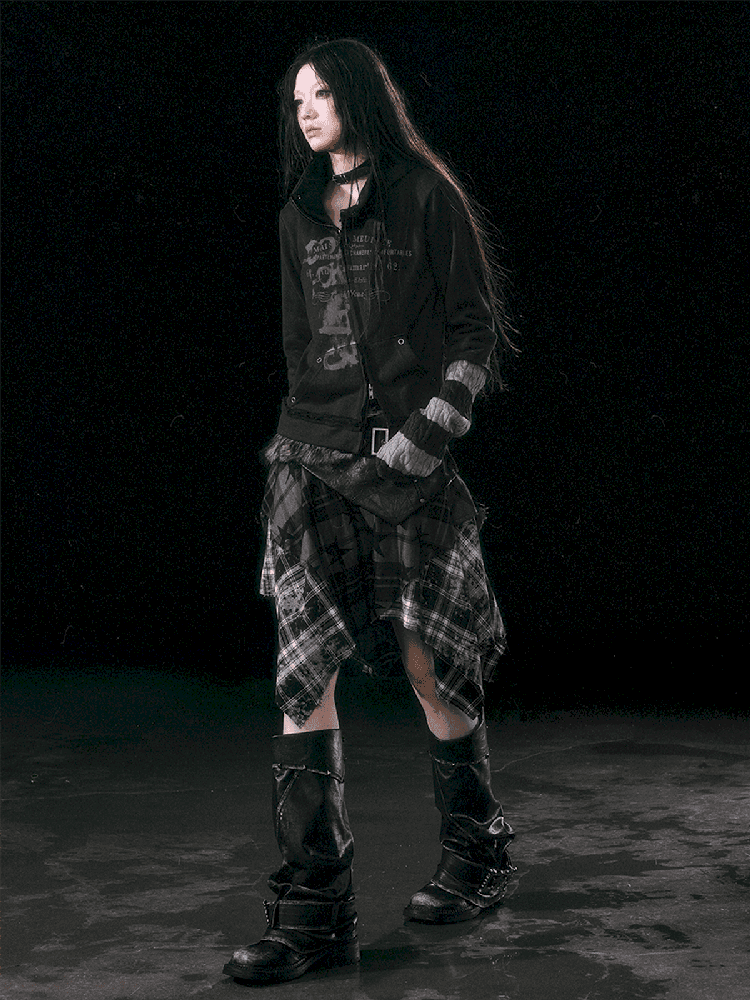 Star Plaid IRREGULAR RAW EDGE HALF SKIRT [S0000010750] - view 4