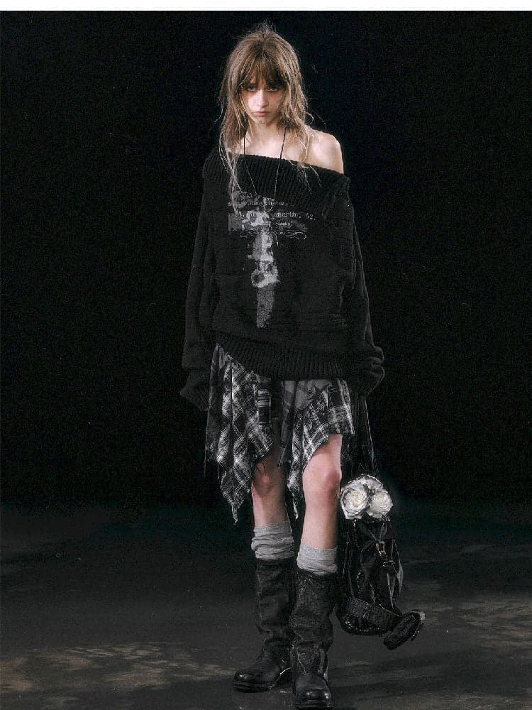 Star Plaid IRREGULAR RAW EDGE HALF SKIRT [S0000010750] - view 8