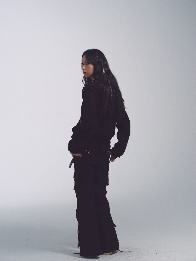 Printed Sweatshirt Studded Hoodie [S0000011232] - view 6