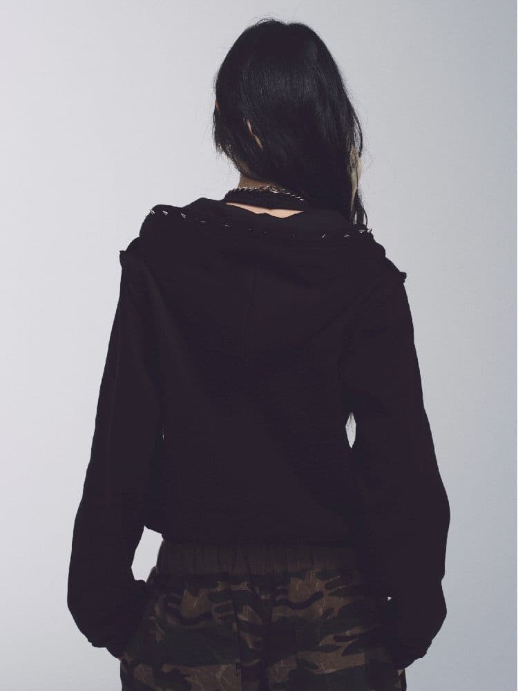 Printed Sweatshirt Studded Hoodie [S0000011232] - view 7
