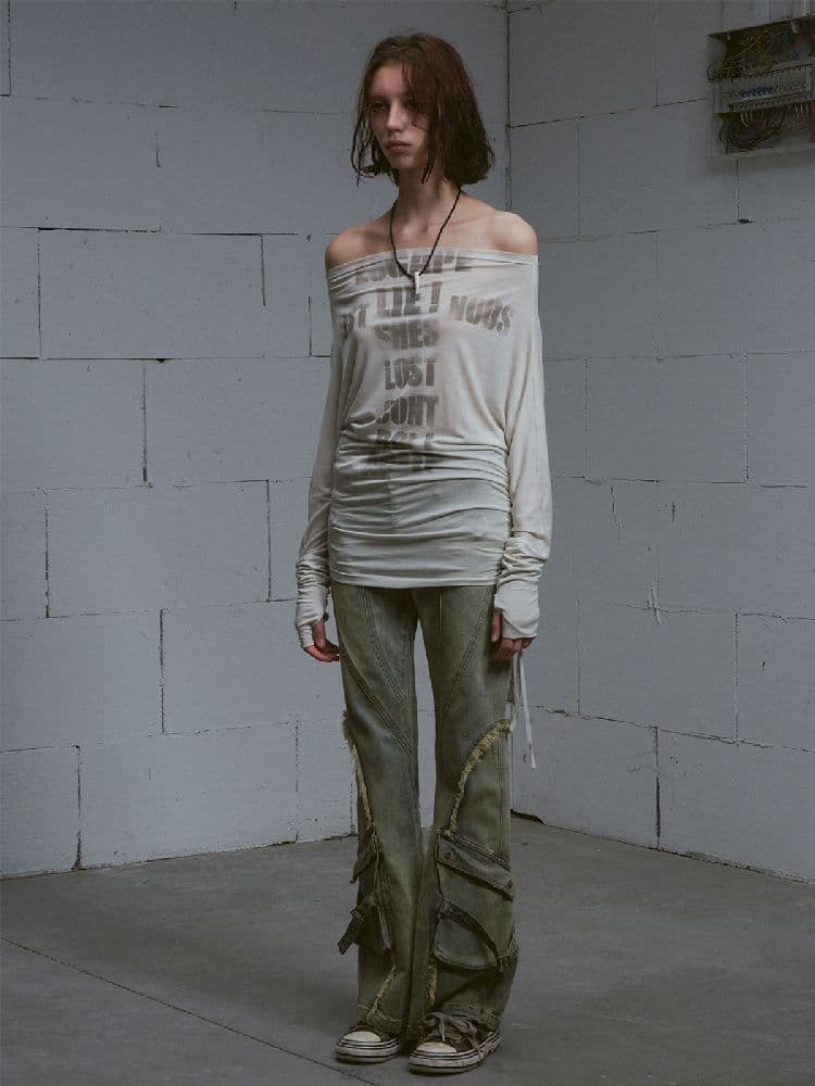 Raw Edge Low Rise Flared Jeans - view 2