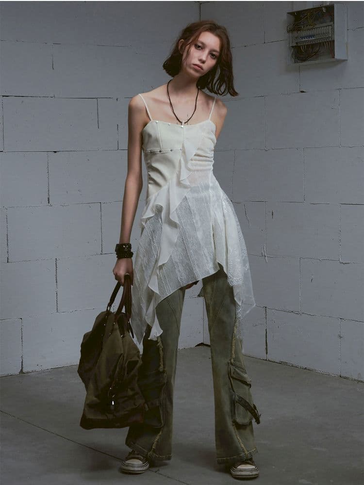 Raw Edge Low Rise Flared Jeans - view 8