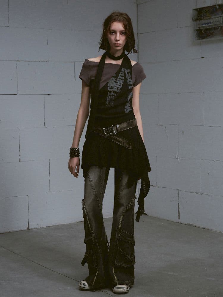 Hanging Neck Scarf Overlay Dress - view 2