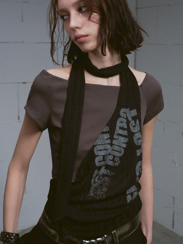 Hanging Neck Scarf Overlay Dress - view 4