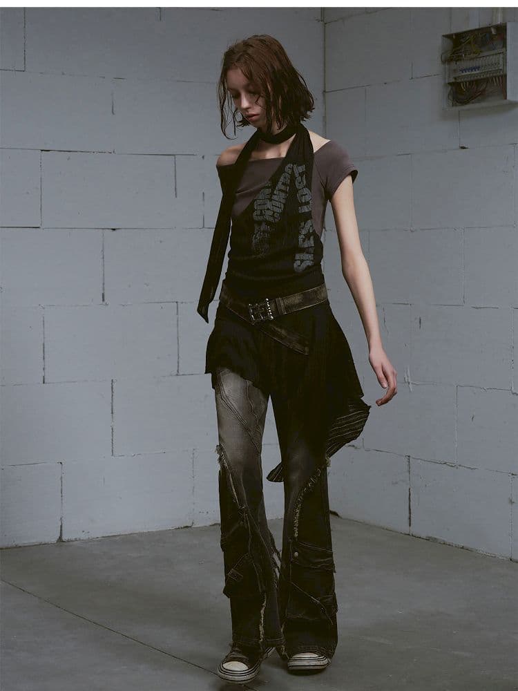 Hanging Neck Scarf Overlay Dress - view 5