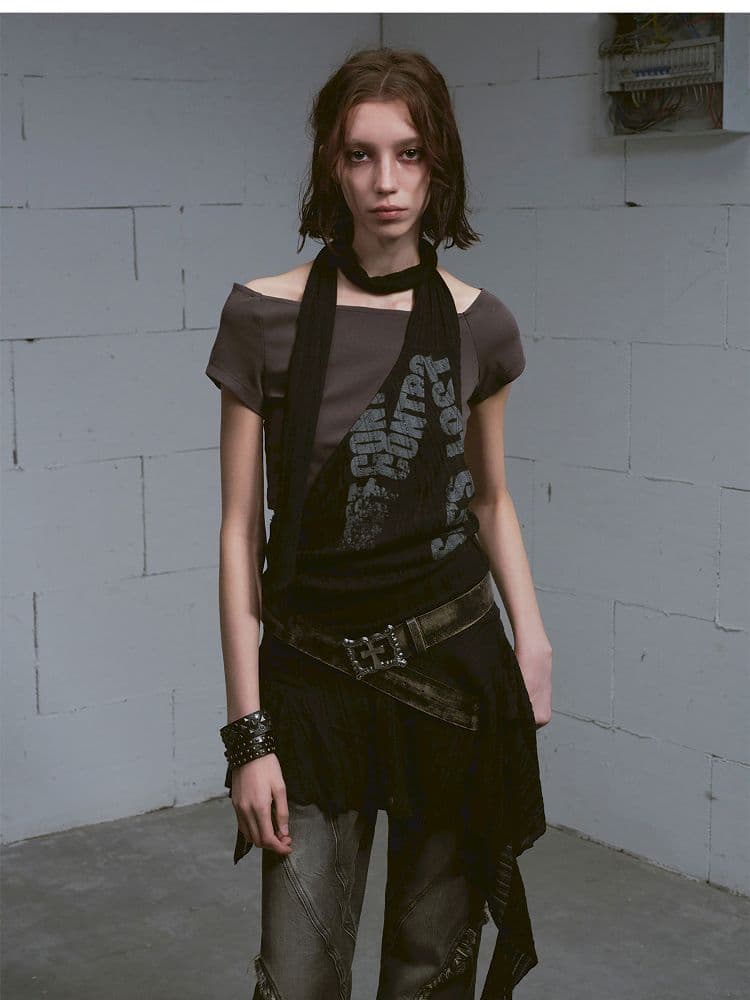 Hanging Neck Scarf Overlay Dress - view 7